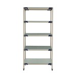 InterMetro Industries 5X537HX3 5X537HX3 5-Shelf Plastic Industrial Shelving Starter Unit with Solid Bottom Shelf - 24" x 36" x 74"