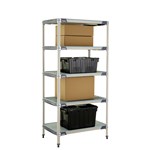 InterMetro Industries 5X537HX3 5X537HX3 5-Shelf Plastic Industrial Shelving Starter Unit with Solid Bottom Shelf - 24" x 36" x 74"