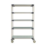 InterMetro Industries 5X557EGX3 5X557EGX3 5-Shelf Industrial Plastic Shelving Mobile Cart - Solid Bottom Shelf - 24" x 48" x 79.3125"