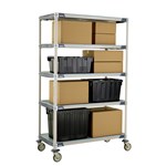 InterMetro Industries 5X557EGX3 5X557EGX3 5-Shelf Industrial Plastic Shelving Mobile Cart - Solid Bottom Shelf - 24" x 48" x 79.3125"