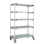 InterMetro Industries 5X557EGX3 5X557EGX3 5-Shelf Industrial Plastic Shelving Mobile Cart - Solid Bottom Shelf - 24" x 48" x 79.3125"