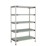 InterMetro Industries 5X557HX3 5X557HX3 5-Shelf Plastic Industrial Shelving Starter Unit with Solid Bottom Shelf - 24" x 48" x 74"