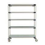 InterMetro Industries 5X567EGX3 5X567EGX3 5-Shelf Industrial Plastic Shelving Mobile Cart - Solid Bottom Shelf - 24" x 60" x 79.3125"