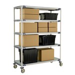 InterMetro Industries 5X567EGX3 5X567EGX3 5-Shelf Industrial Plastic Shelving Mobile Cart - Solid Bottom Shelf - 24" x 60" x 79.3125"