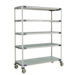 InterMetro Industries 5X567EGX3 5X567EGX3 5-Shelf Industrial Plastic Shelving Mobile Cart - Solid Bottom Shelf - 24" x 60" x 79.3125"