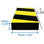 Ergomat LRSB120-BK - Large Rectangle Surface Bumper - 48" Long - Black/Yellow Surface on Black Expanded Foam Pad