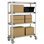 InterMetro Industries X356EFX3 4-Shelf Industrial Plastic Shelving Mobile Cart - Solid Shelves - 18" x 48" x 67.3125"