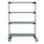 InterMetro Industries X356EGX3 4-Shelf Industrial Plastic Shelving Mobile Cart - Open Grid Shelves - 18" x 48" x 67.3125"