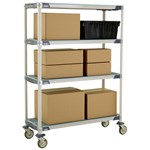 InterMetro Industries X356EGX3 4-Shelf Industrial Plastic Shelving Mobile Cart - Open Grid Shelves - 18" x 48" x 67.3125"