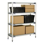 InterMetro Industries X356GX3 4-Shelf Plastic Industrial Shelving Starter Unit - 18" x 48" x 63"