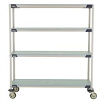 InterMetro Industries X366EFX3 4-Shelf Industrial Plastic Shelving Mobile Cart - Solid Shelves - 18" x 60" x 67.3125"