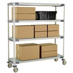 InterMetro Industries X366EFX3 4-Shelf Industrial Plastic Shelving Mobile Cart - Solid Shelves - 18" x 60" x 67.3125"