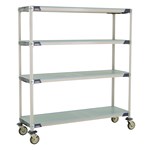 InterMetro Industries X366EFX3 4-Shelf Industrial Plastic Shelving Mobile Cart - Solid Shelves - 18" x 60" x 67.3125"