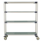 InterMetro Industries X366EGX3 4-Shelf Industrial Plastic Shelving Mobile Cart - Open Grid Shelves - 18" x 60" x 67.3125"