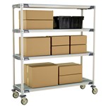 InterMetro Industries X366EGX3 4-Shelf Industrial Plastic Shelving Mobile Cart - Open Grid Shelves - 18" x 60" x 67.3125"