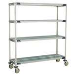 InterMetro Industries X366EGX3 4-Shelf Industrial Plastic Shelving Mobile Cart - Open Grid Shelves - 18" x 60" x 67.3125"