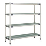 InterMetro Industries X366GX3 4-Shelf Plastic Industrial Shelving Starter Unit - 18" x 60" x 63"