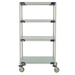 InterMetro Industries X536EFX3 4-Shelf Industrial Plastic Shelving Mobile Cart - Solid Shelves - 24" x 36" x 67.3125"