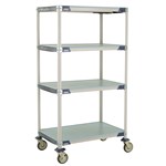 InterMetro Industries X536EFX3 4-Shelf Industrial Plastic Shelving Mobile Cart - Solid Shelves - 24" x 36" x 67.3125"