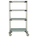 InterMetro Industries X536EGX3 4-Shelf Industrial Plastic Shelving Mobile Cart - Open Grid Shelves - 24" x 36" x 67.3125"