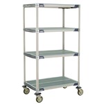 InterMetro Industries X536EGX3 4-Shelf Industrial Plastic Shelving Mobile Cart - Open Grid Shelves - 24" x 36" x 67.3125"