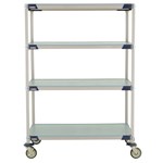 InterMetro Industries X556EFX3 4-Shelf Industrial Plastic Shelving Mobile Cart - Solid Shelves - 24" x 48" x 67.3125"