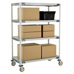 InterMetro Industries X556EFX3 4-Shelf Industrial Plastic Shelving Mobile Cart - Solid Shelves - 24" x 48" x 67.3125"