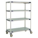 InterMetro Industries X556EFX3 4-Shelf Industrial Plastic Shelving Mobile Cart - Solid Shelves - 24" x 48" x 67.3125"