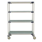 InterMetro Industries X556EGX3 4-Shelf Industrial Plastic Shelving Mobile Cart - Open Grid Shelves - 24" x 48" x 67.3125"