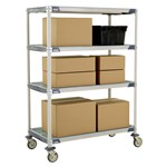 InterMetro Industries X556EGX3 4-Shelf Industrial Plastic Shelving Mobile Cart - Open Grid Shelves - 24" x 48" x 67.3125"