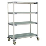 InterMetro Industries X556EGX3 4-Shelf Industrial Plastic Shelving Mobile Cart - Open Grid Shelves - 24" x 48" x 67.3125"