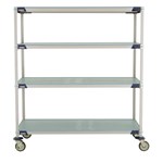 InterMetro Industries X566EFX3 4-Shelf Industrial Plastic Shelving Mobile Cart - Solid Shelves - 24" x 60" x 67.3125"