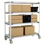 InterMetro Industries X566EFX3 4-Shelf Industrial Plastic Shelving Mobile Cart - Solid Shelves - 24" x 60" x 67.3125"