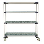 InterMetro Industries X566EGX3 4-Shelf Industrial Plastic Shelving Mobile Cart - Open Grid Shelves - 24" x 60" x 67.3125"