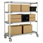 InterMetro Industries X566EGX3 4-Shelf Industrial Plastic Shelving Mobile Cart - Open Grid Shelves - 24" x 60" x 67.3125"