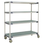 InterMetro Industries X566EGX3 4-Shelf Industrial Plastic Shelving Mobile Cart - Open Grid Shelves - 24" x 60" x 67.3125"